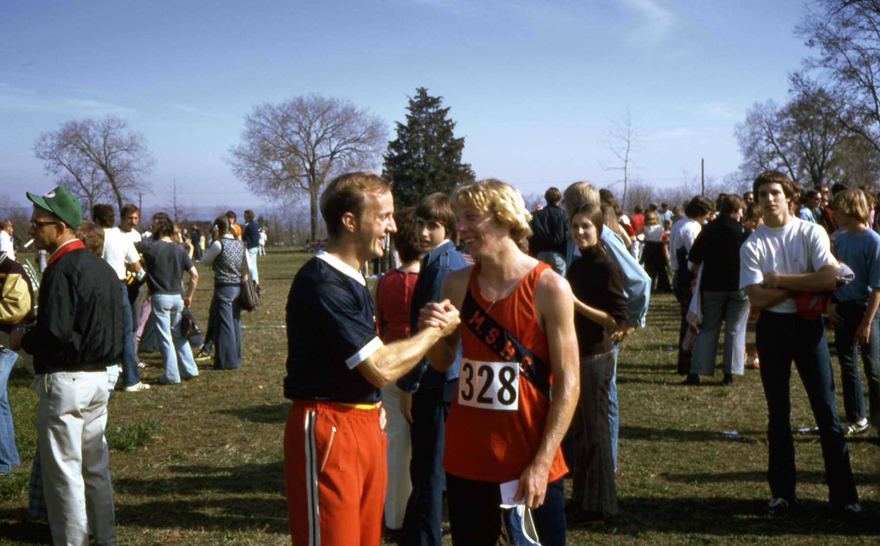 Coach King and Mark Johnson Nov1974 StateMeet